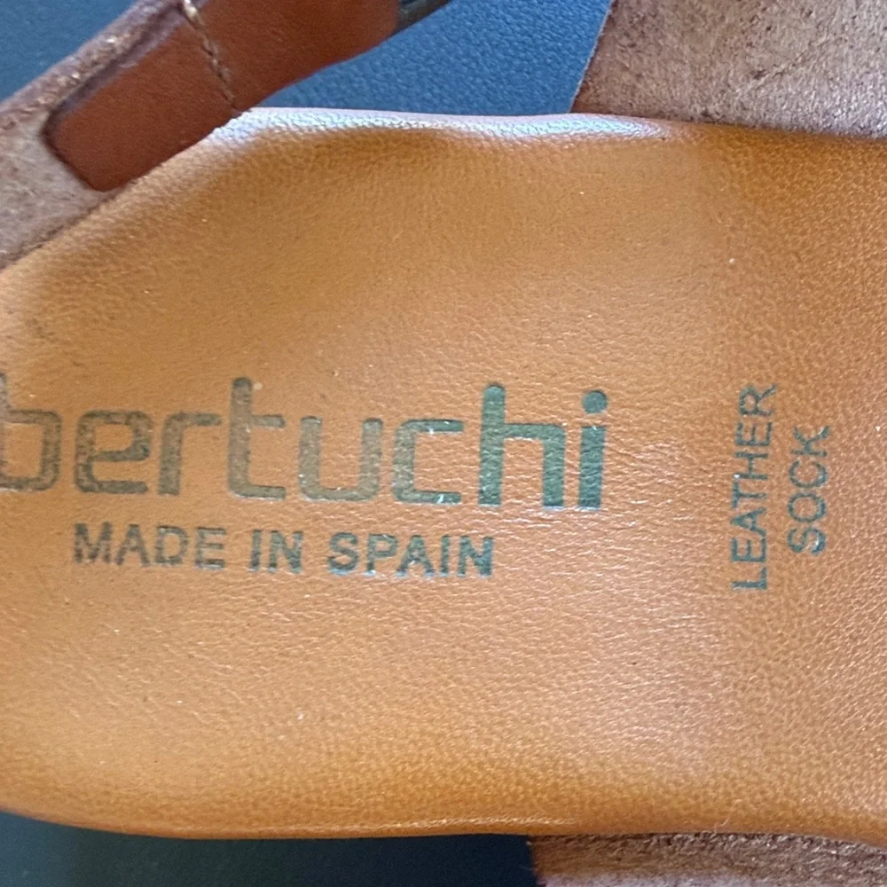 Bertuchi Made Spain Cognac Leather Ankle Strap Comfort Sandals EU 38
